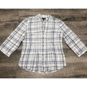 Tommy Hilfiger Women's Sz M Plaid Shirt Chest 36” Button Down Long Sleeve D30